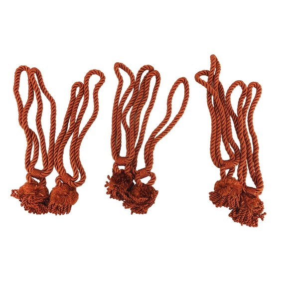 3 Sets of Burnt Orange Curtain Tassel Tie Backs - Picture 2 of 3